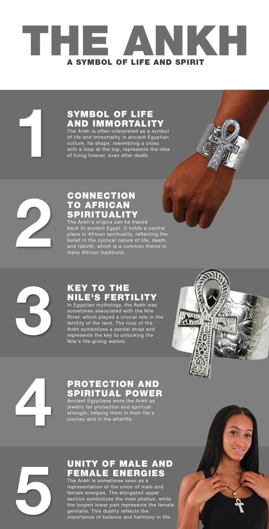 Ankh Cuff Silver Bracelet, Women Men Hand Bangle