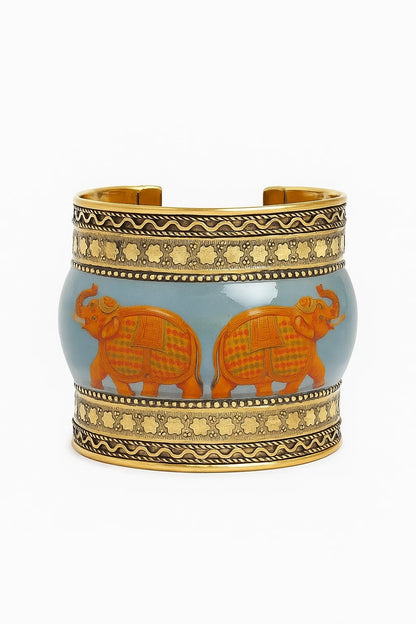 Brass Elephant Cuff, Men Women Bracelet