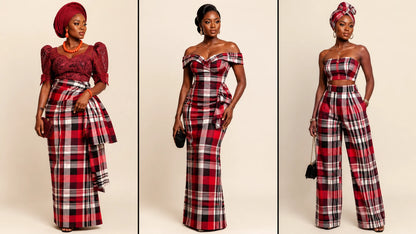 George Fabric Igbo Traditional African Plaid Material Cotton Wrapper Per 6 Yard