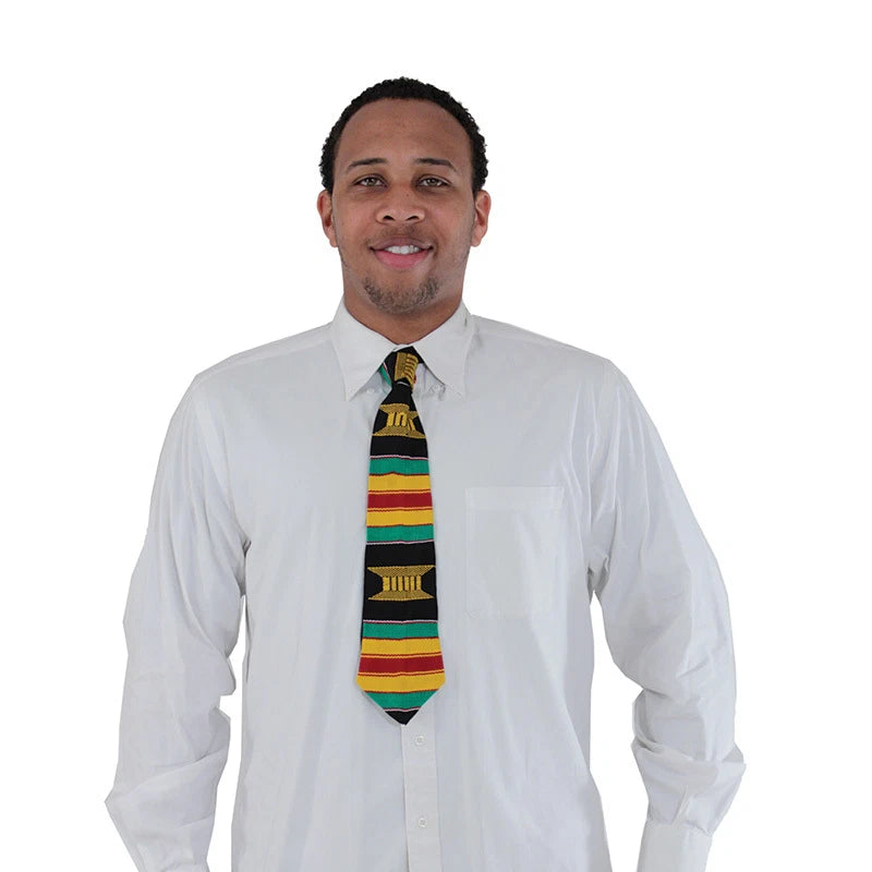 Kente African Print Necktie, Ashanti Men's Fashion Long Tie 56" Long