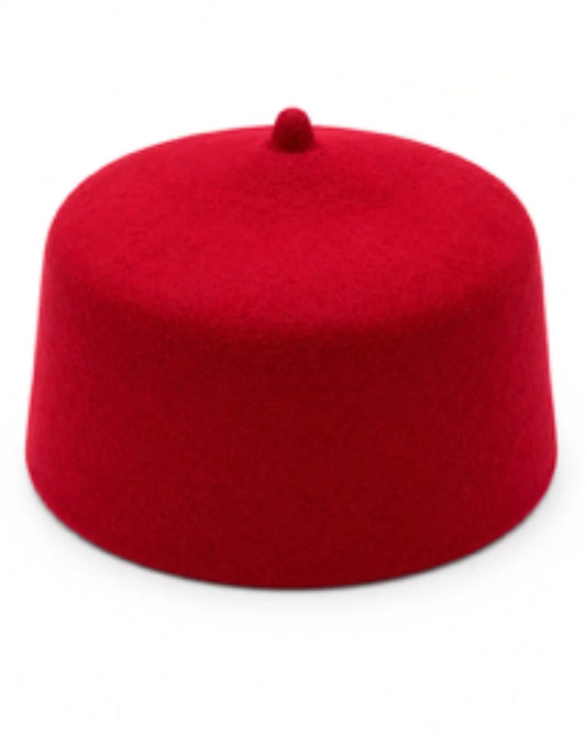 Men's Traditional Igbo Chief Red Cap Wool Felt Hat Muslim Prayer Cap