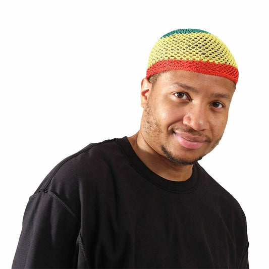 Men's Knitted Kufi Cap, Rasta Headwear Skull Cap (G-Y-R)