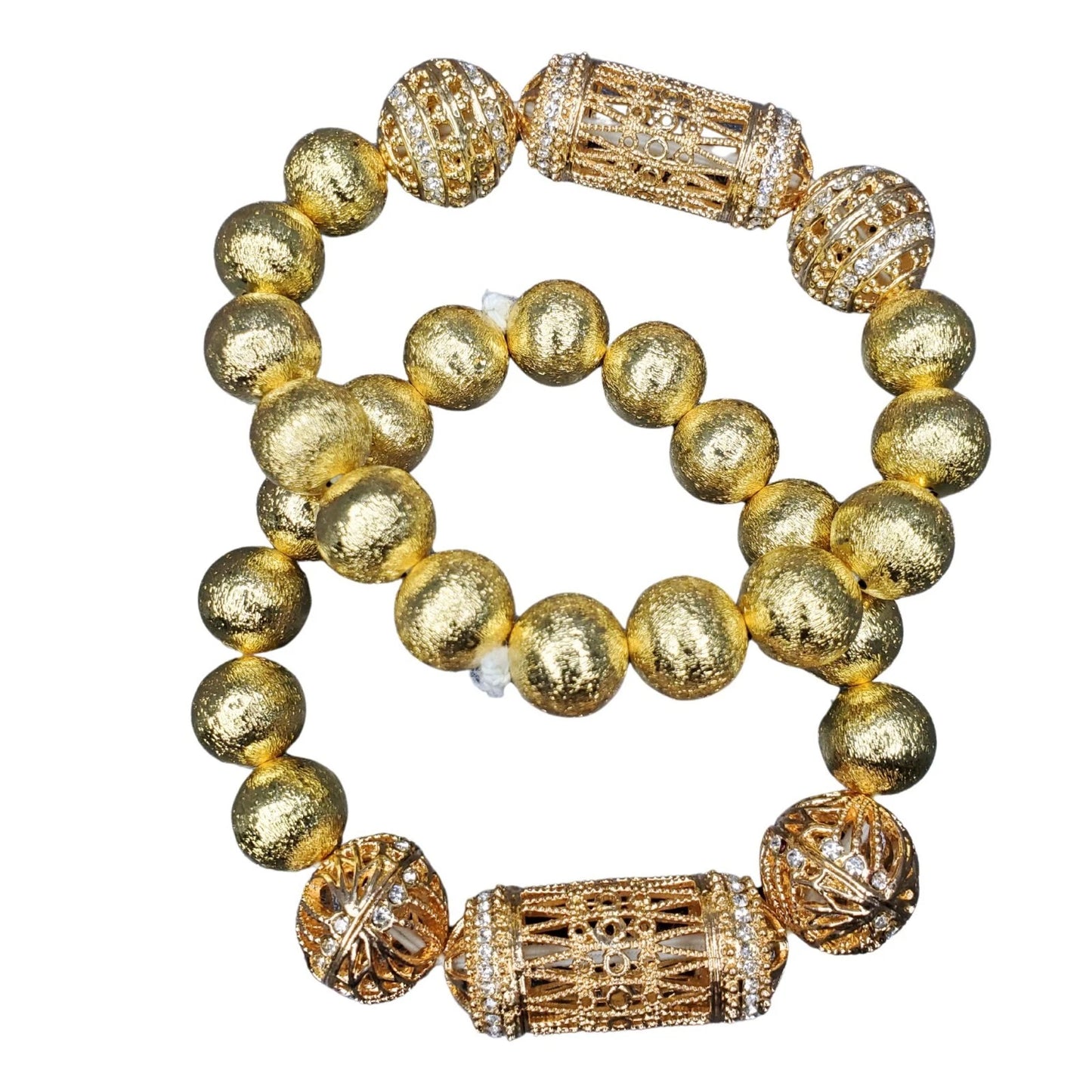 Gold-plated Beads Necklace, Earrings, Bracelets, African Bride Wedding Jewelry