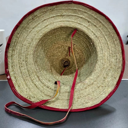 Leather Conical Fulani Straw Hat, African Men, Women Sun Protection Cap