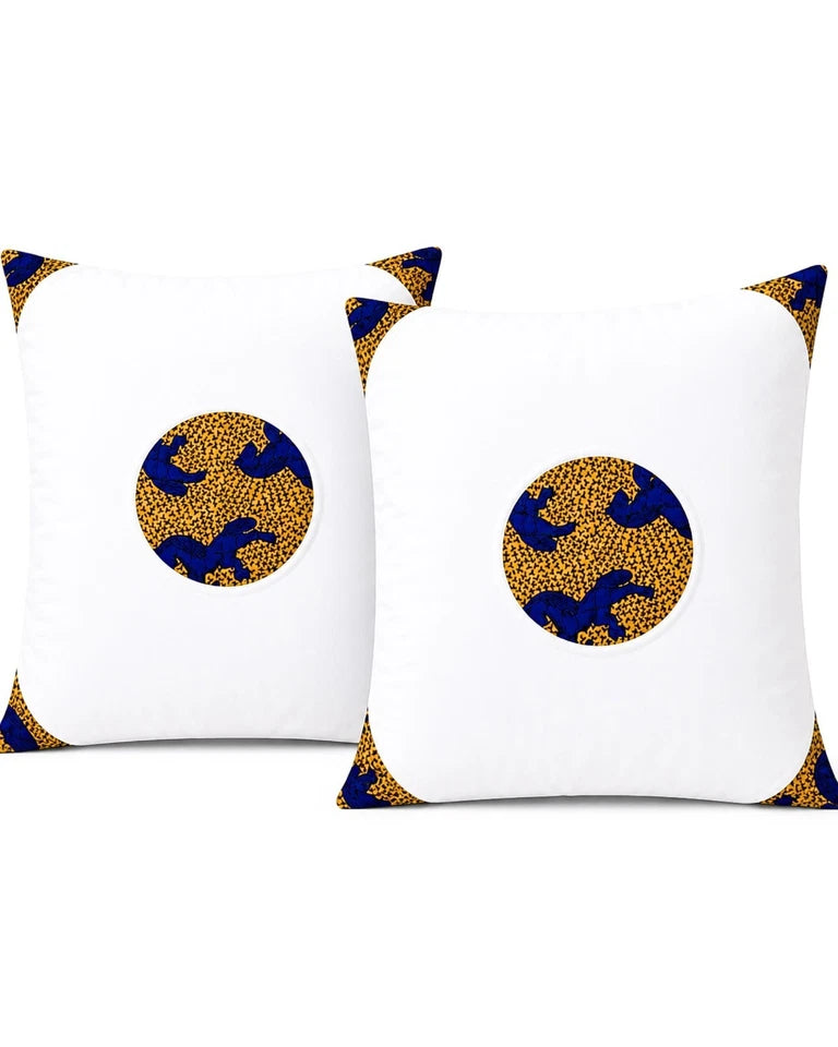 2 Set African Print Pillow Covers - 24" x 20" White & Decorative Floral Bedding