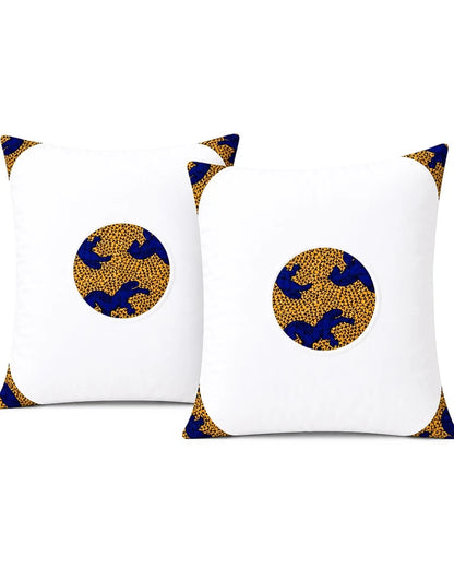 2 Set African Print Pillow Covers - 24" x 20" White & Decorative Floral Bedding