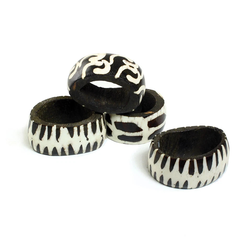 Napkin Rings, Carved Party Wedding Dining Table Decor, 4pcs