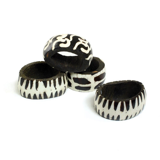 Napkin Rings, Carved Party Wedding Dining Table Decor, 4pcs