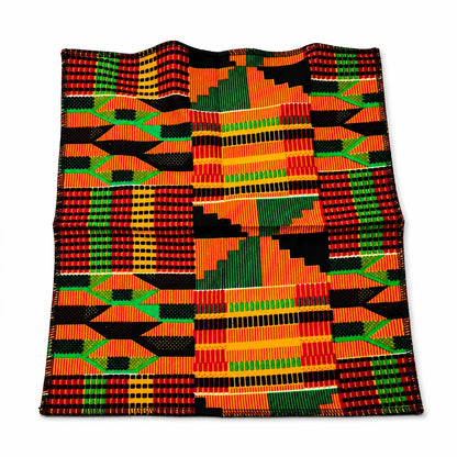 3pc African Kente Tie Set Mens Bow Tie Pocket Square Handkerchief Gold Red Green
