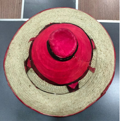 Leather Conical Fulani Straw Hat, African Men, Women Sun Protection Cap