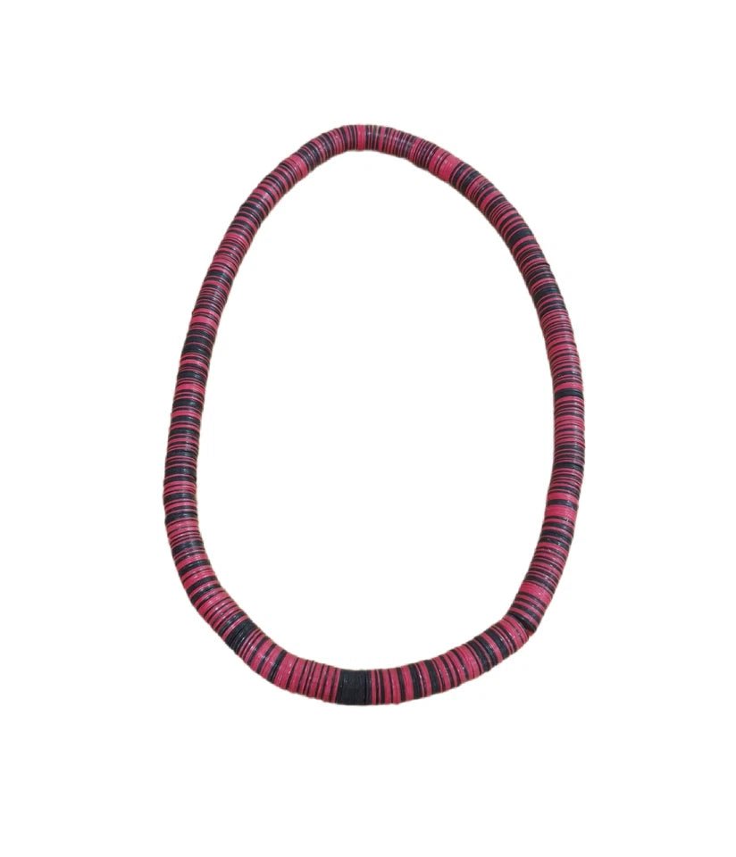 Flat Round Polymer Clay Spacer Beads Necklace | African Yoruba Cultural Necklace