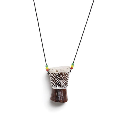 Djembe Drum Pendant Necklace, African Fashion Women Men Jewelry (Large)