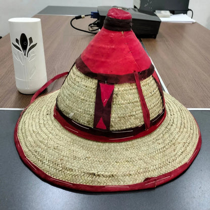 Leather Conical Fulani Straw Hat, African Men, Women Sun Protection Cap