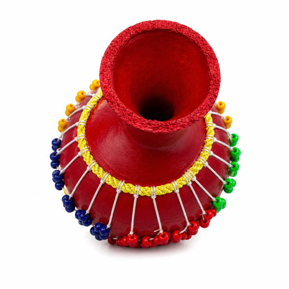 Multicolor Beaded Gourd Shaker, African Traditional Musical Instrument (Shekere)