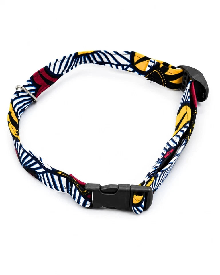 African Print Dog Collar – Adjustable Ankara Pet Collar for Medium to Large Dogs