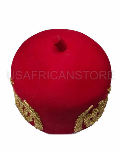 Red High Chief Igbo Cap For Men, Igbo Traditional Red Cap, High Chieftaincy