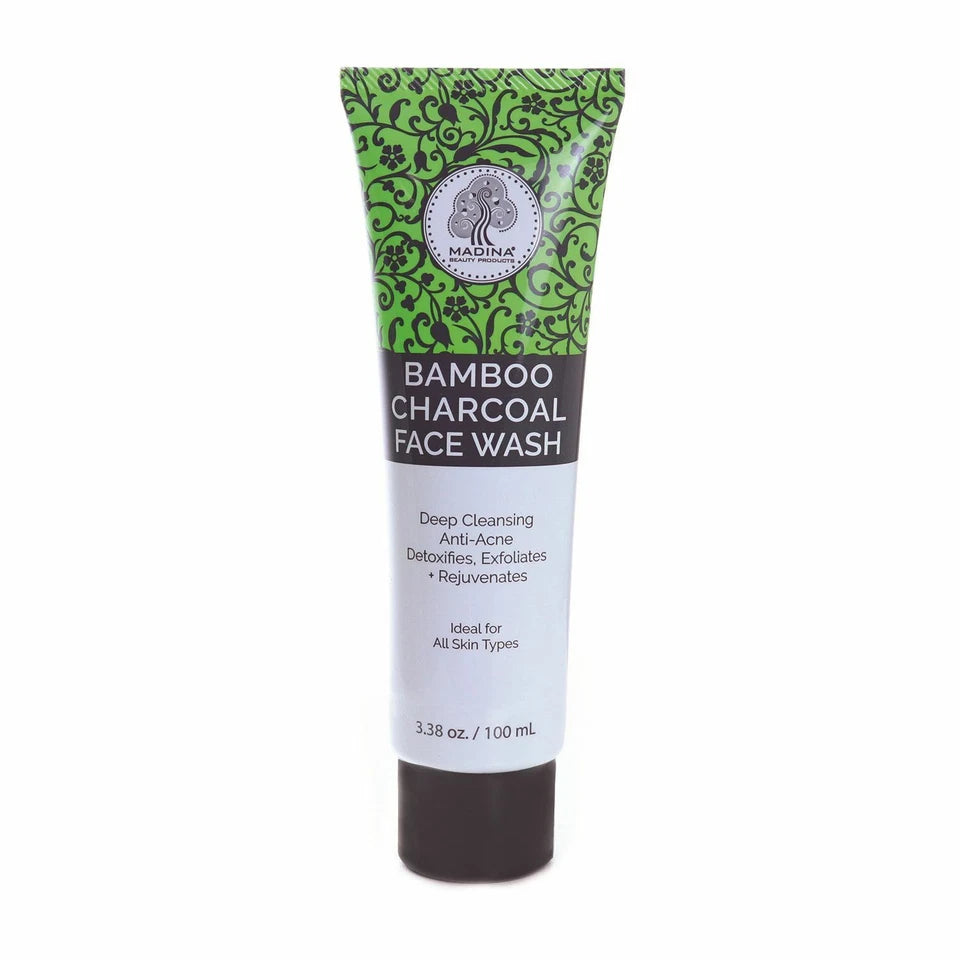 100% Madina Bamboo Charcoal Face Wash, Detoxify & Cleansing- 100 mL (Pack Of 2)