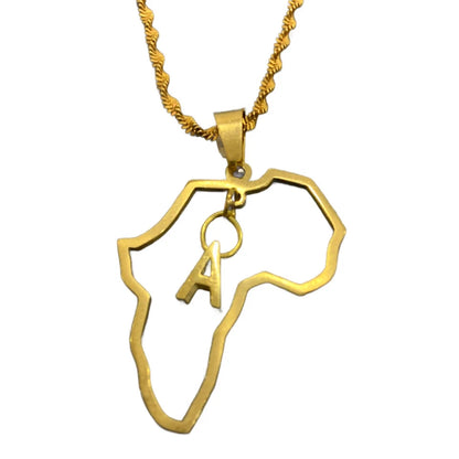 Gold Plated Necklace, Minimalist Africa Map Pendant Men Women Chain Necklace