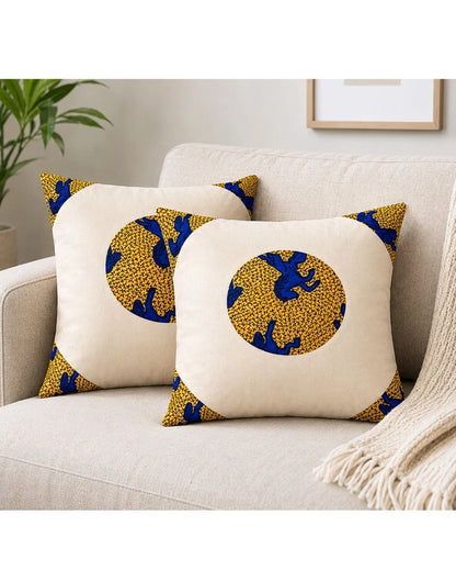 2pc African Ankara Print Throw Pillow Covers, 18"x18" Sofa Covers for Home Decor