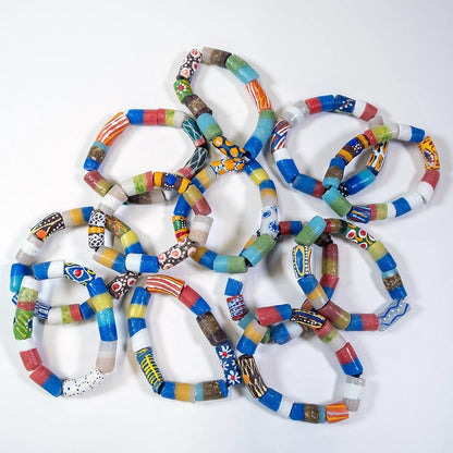 African Trade Beads Bracelet, Fashion Jewelry Handmade Men Women Bangle, 3 PCS