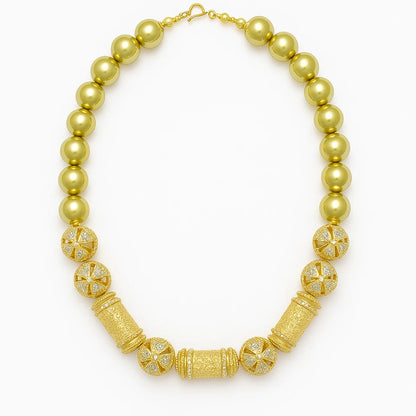 Gold-plated Beads Necklace, Earrings, Bracelets, African Bride Wedding Jewelry