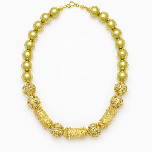 Gold-plated Beads Necklace, Earrings, Bracelets, African Bride Wedding Jewelry
