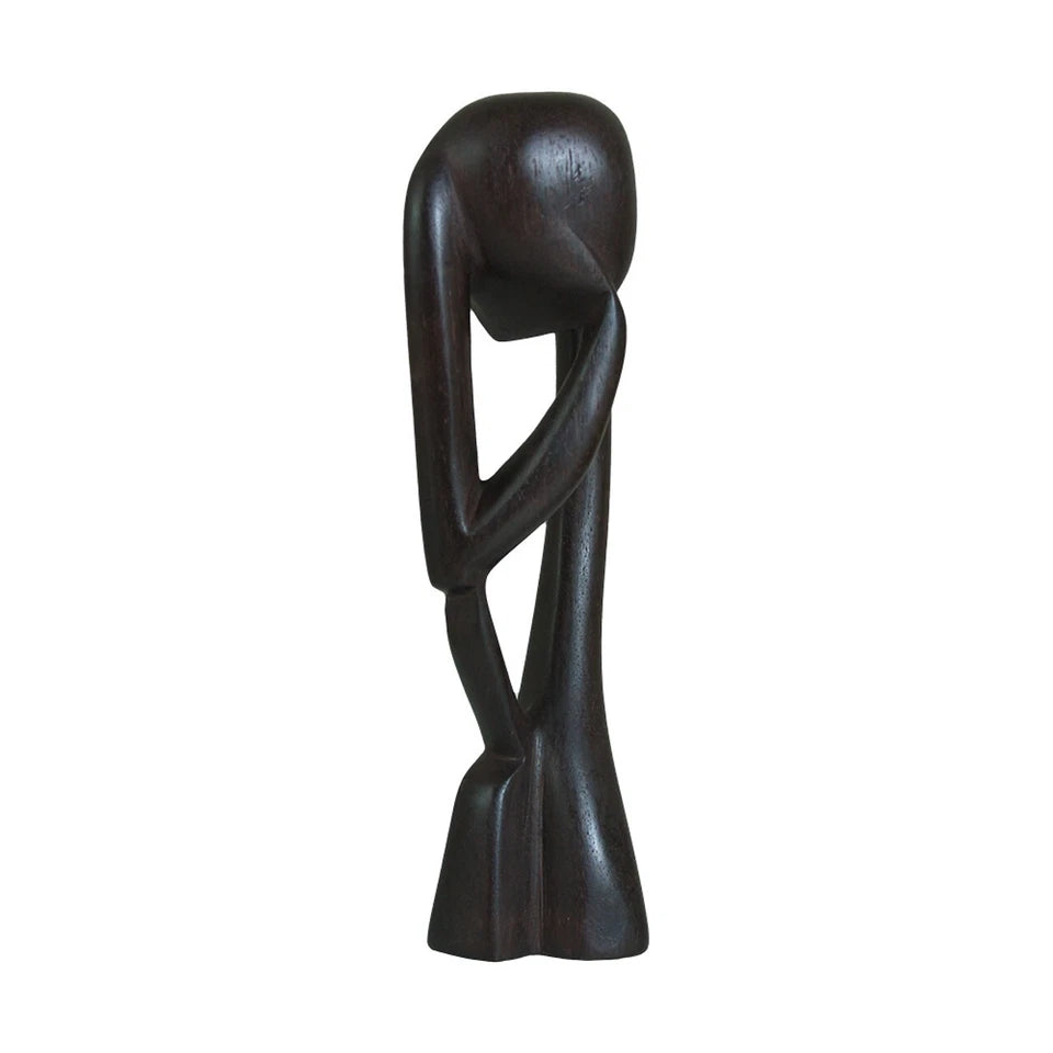 Senegalese Modern Thinker Statue, African Arts Wood Statue for Office Home Decor