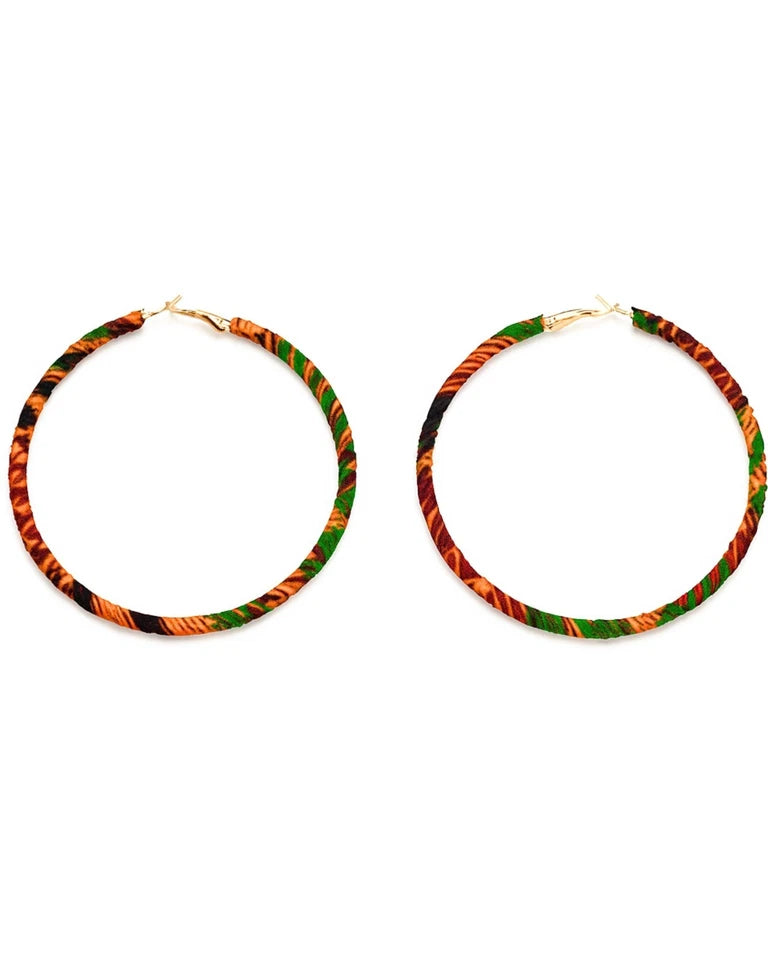 Kente Wrapped Hoop Earrings for Women – African Print Fashion Ankara Jewelry