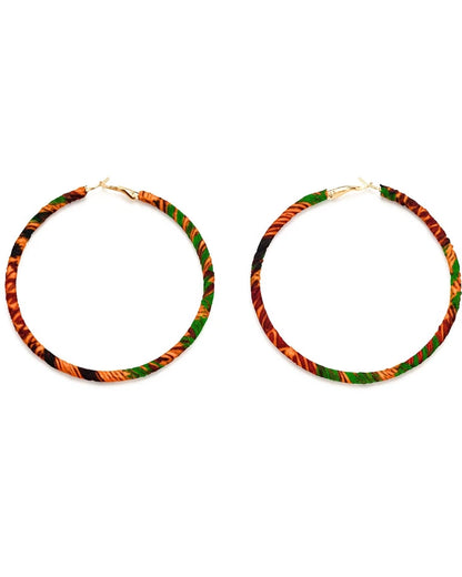 Kente Wrapped Hoop Earrings for Women – African Print Fashion Ankara Jewelry