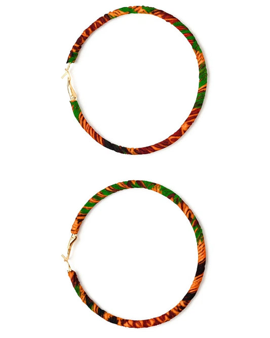 Kente Wrapped Hoop Earrings for Women – African Print Fashion Ankara Jewelry