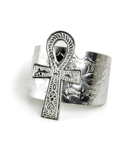Ankh Cuff Silver Bracelet, Women Men Hand Bangle