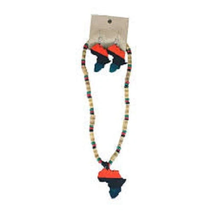 Pan African Beaded Earrings & Necklace Set, Gorgeous Drop Earrings For Women 21"