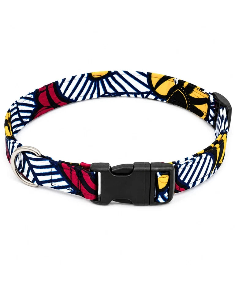 African Print Dog Collar – Adjustable Ankara Pet Collar for Medium to Large Dogs