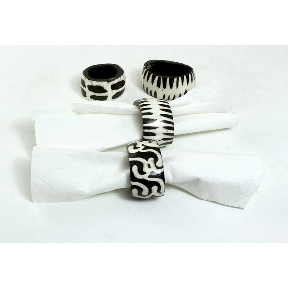Napkin Rings, Carved Party Wedding Dining Table Decor, 4pcs