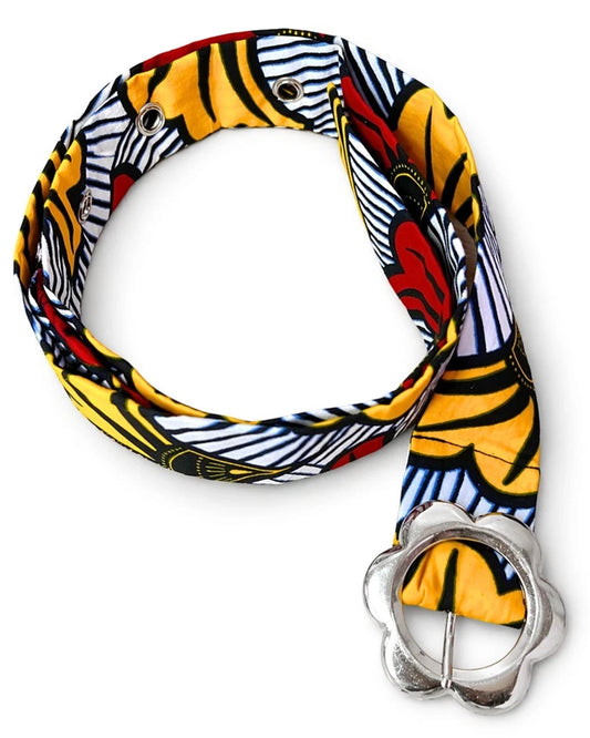 African Print Ankara Belt for Women – Adjustable Floral Buckle Boho Waist Belt