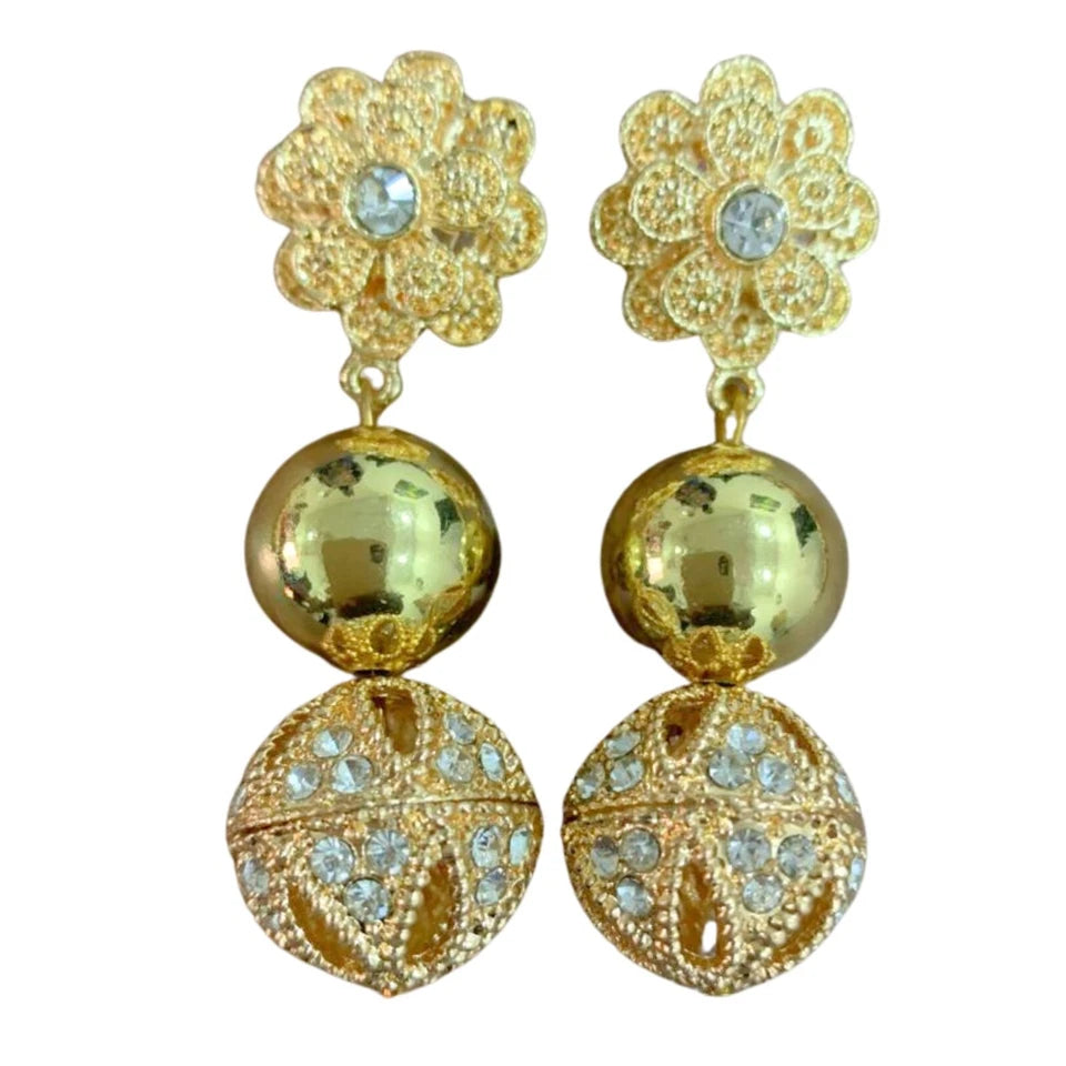 Gold-plated Beads Necklace, Earrings, Bracelets, African Bride Wedding Jewelry