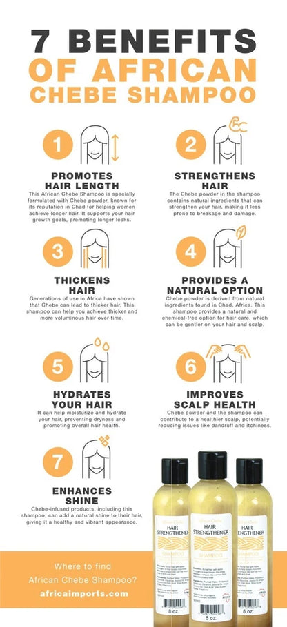 African Chebe Shampoo Hair Strength Regrowth Rebuilder - 8 oz.