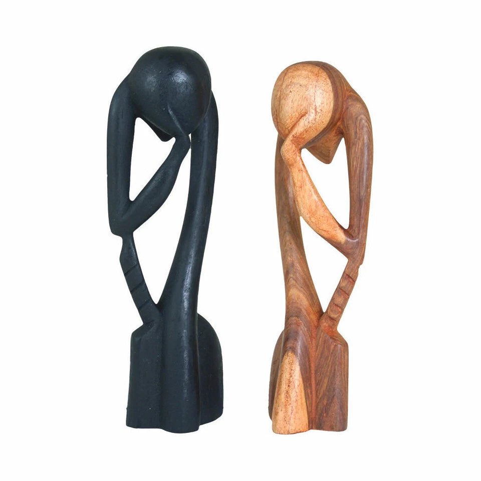 Senegalese Modern Thinker Statue, African Arts Wood Statue for Office Home Decor