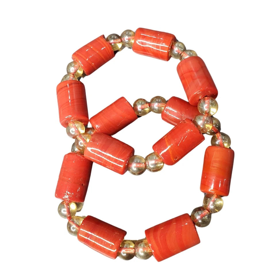 Original Coral Bead Necklace Bracelet, Earrings Set, African Wedding Jewelry Set