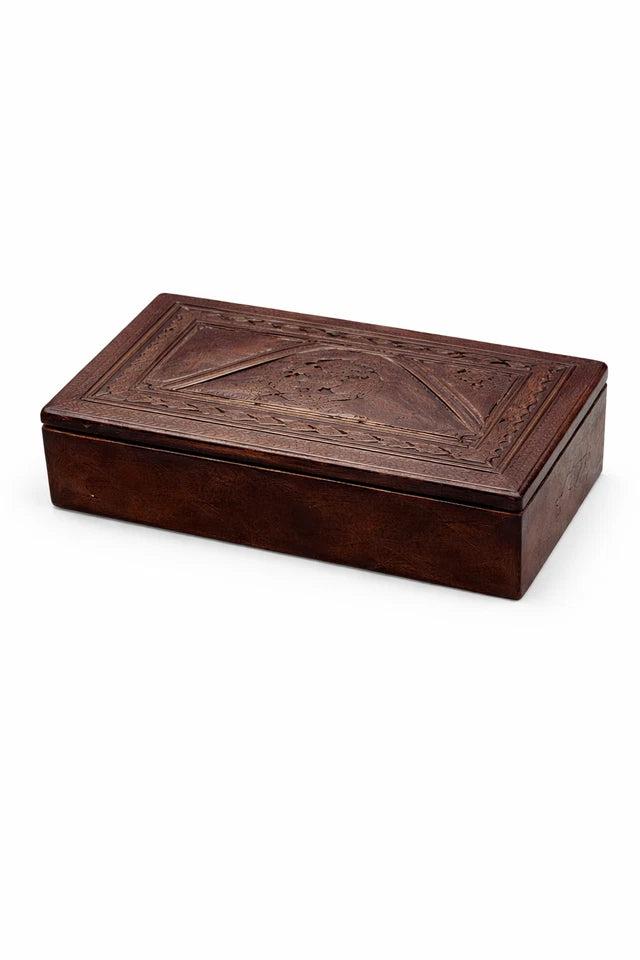 Jewelry Box, Handmade Vintage Wooden Trinket Box W Lid Treasure Chest