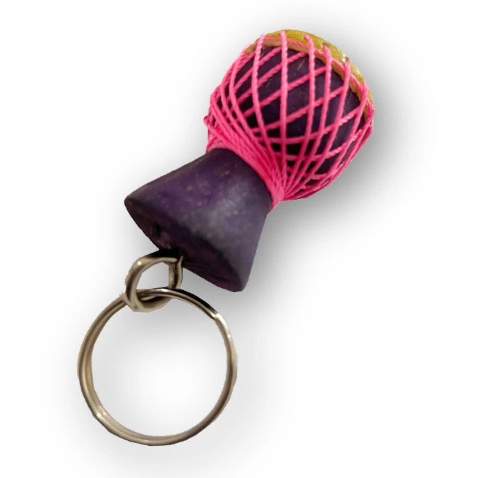 Mini African Djembe Drum Keychain, Handmade Wooden Drum Key Holder with Cords