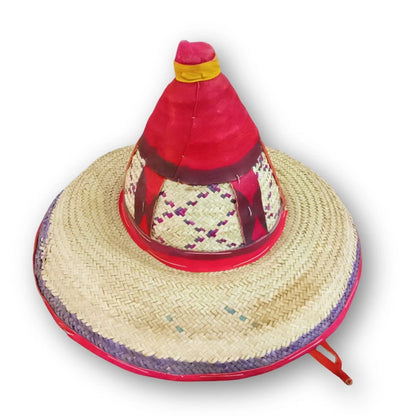 Leather Conical Fulani Straw Hat, African Men, Women Sun Protection Cap