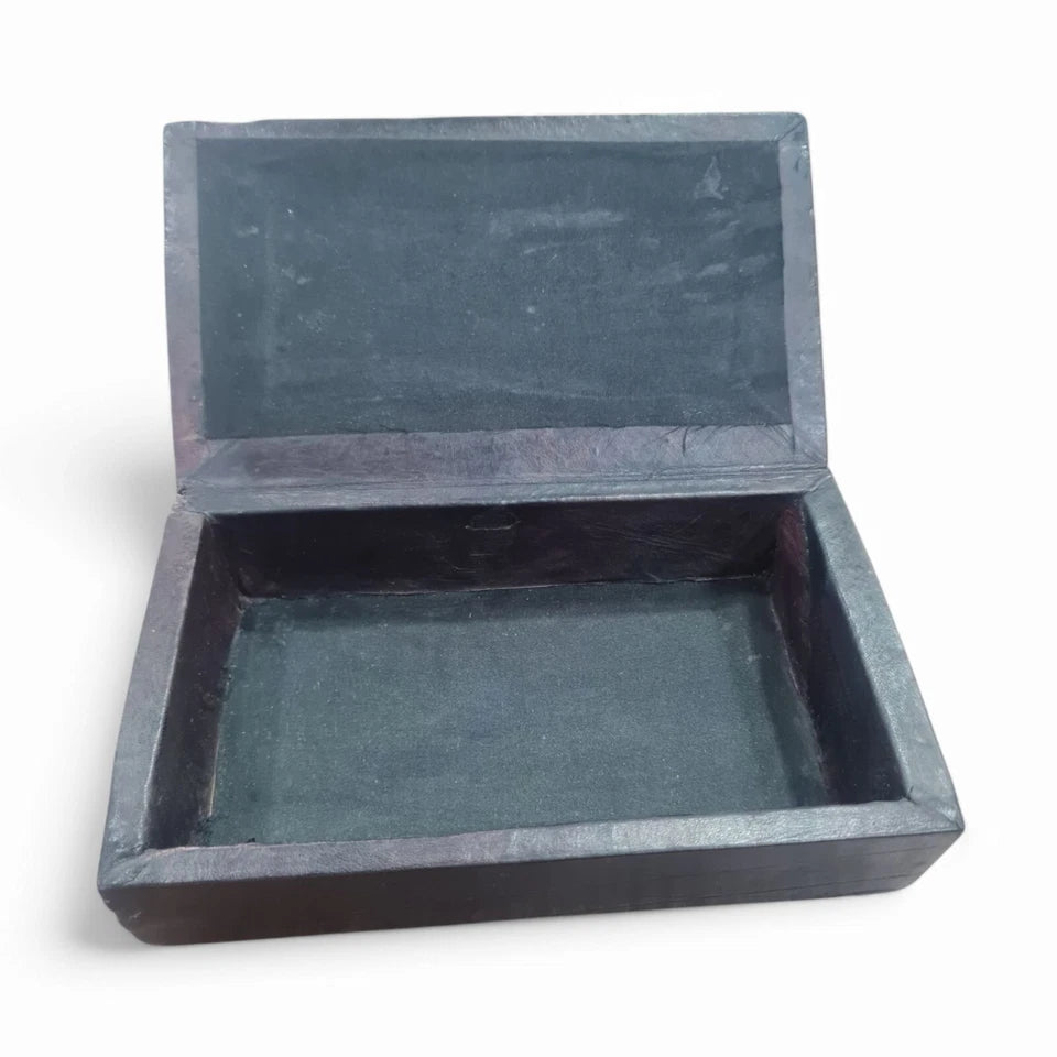 Jewelry Box, Handmade Vintage Wooden Trinket Box W Lid Treasure Chest
