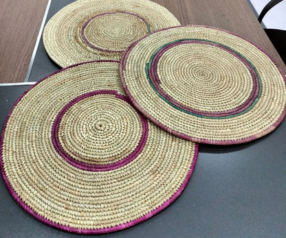 Round Straw Table Placement Mat For Table Setting Dinner Set of 2 15inch