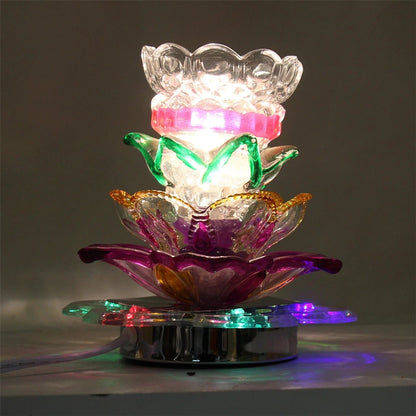 Electric Oil Burner, Decorative Multi-Color Lotus Crystal Home Spa Yoga Oil Lamp