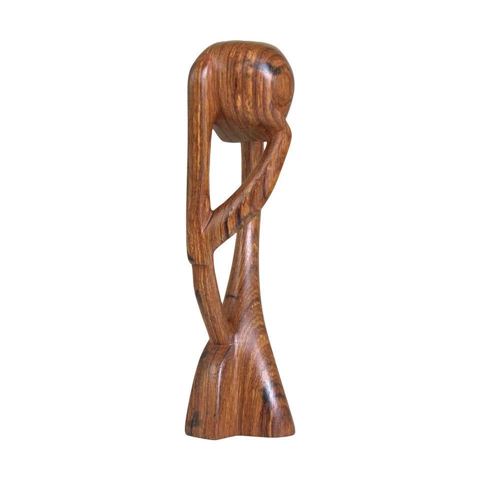 Senegalese Modern Thinker Statue, African Arts Wood Statue for Office Home Decor