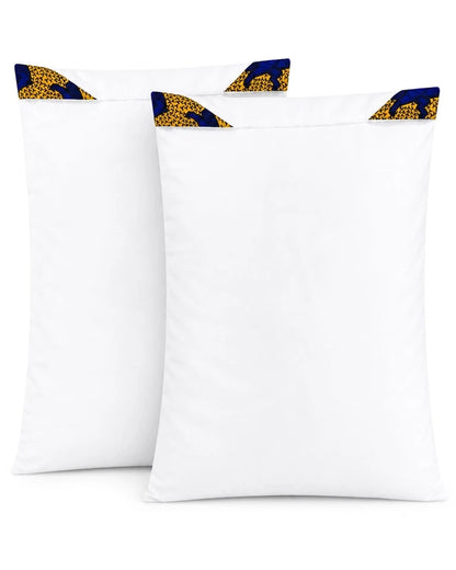 2 Set African Print Pillow Covers - 24" x 20" White & Decorative Floral Bedding