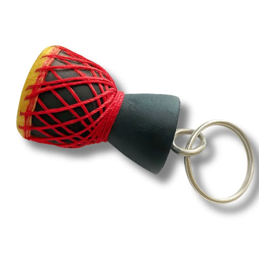 Mini African Djembe Drum Keychain, Handmade Wooden Drum Key Holder with Cords