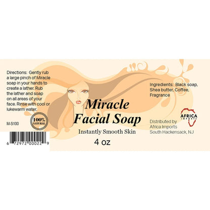African Miracle Black Soap, Organic Skincare, Acne Treatment - 4 oz