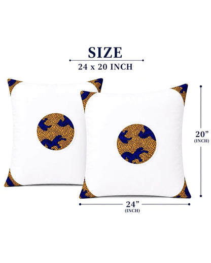 2 Set African Print Pillow Covers - 24" x 20" White & Decorative Floral Bedding